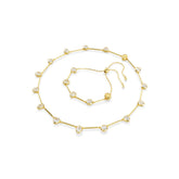 Imber Tennis necklace, Magnetic closure, Mixed cuts, White, Gold-tone plated